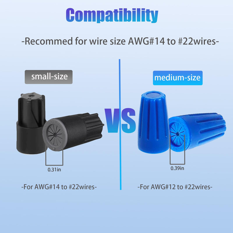 [Australia - AusPower] - 50PCS Waterproof Wire Electrical Connectors, Outdoor Seal Electrical Twist Nuts Caps Cable Terminal Connector for Landscape Light, Irrigation Valves, Wet Location Installation, 22AWG-14AWG, Black 
