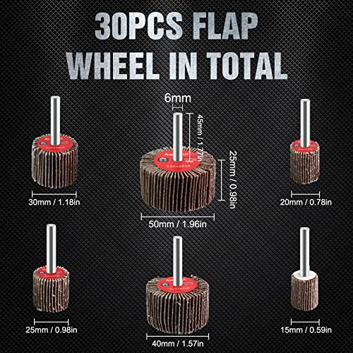 Flap Sander Set 80 Grit Flap Grinder Sanding Attachment for Cordless Screwdriver, Drill, Straight Sander (30 Pieces Cylindrical Sander)