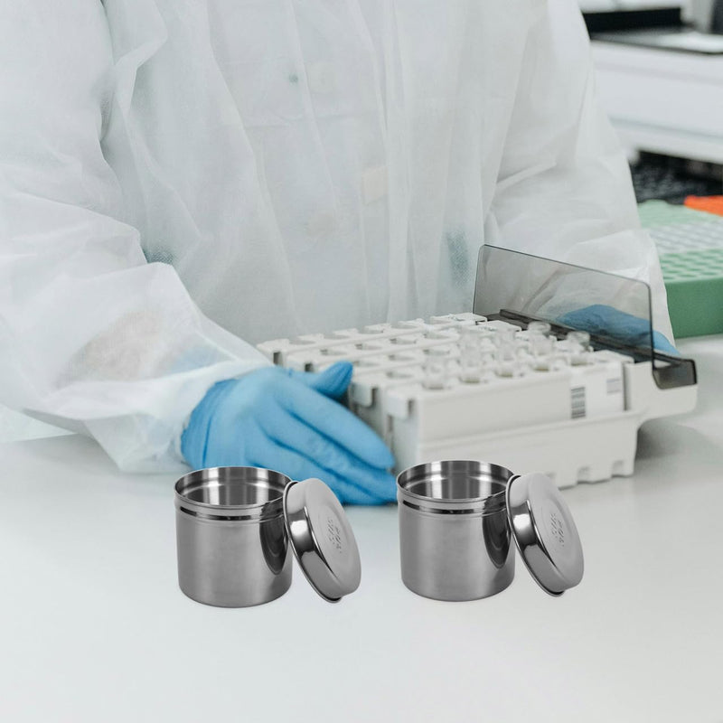 [Australia - AusPower] - 2Pcs Stainless Steel Jars Iodine Gauze Holder Iodophor Jars Stainless Steel Canisters for Hospital Home Kitchen Silver 