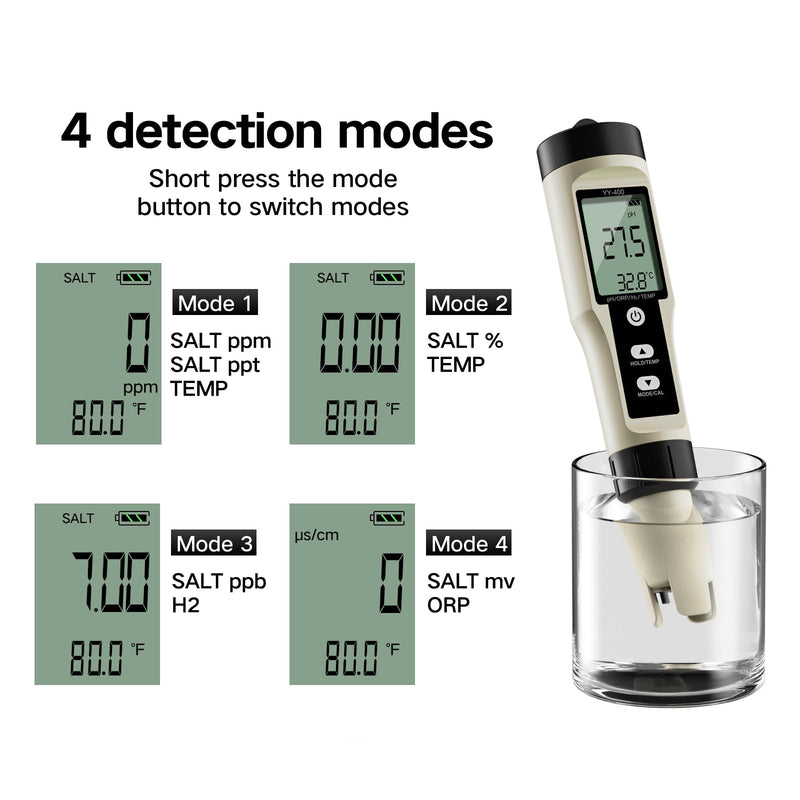 [Australia - AusPower] - ZuanXin PH Meter, 4 in 1 Digital Water Quality Tester with PH/ORP/Temp/H2, PH Tester for Drinking Water, Swimming Pools, Hot Tubs, and Spas (White) black 