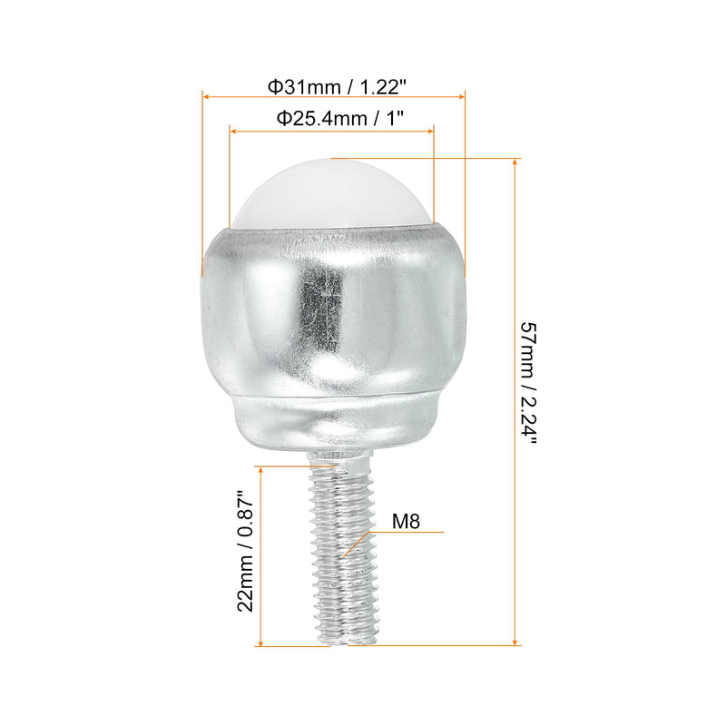 [Australia - AusPower] - PATIKIL Roller Ball Transfer Bearing 1", 8 Pack Load 33lbs Stud Mounted Nylon Ball Rotation Caster Unit for Conveyor Roller Stand Transmission 1" 