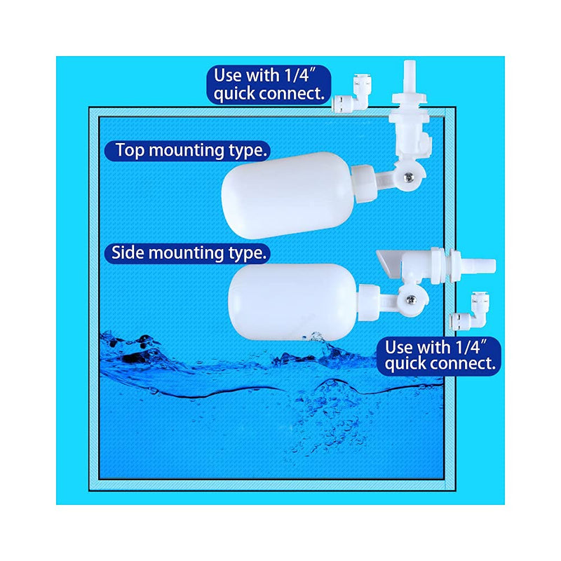 ESHIONG NSF Certified 1/4" O.D. Push to Connect Fittings for RO (Reverse Osmosis) Water Filter（with water float ball valve）19 pcs+30 feet 1/4" Water tubing. 1/4" Float Ball Valve Kit