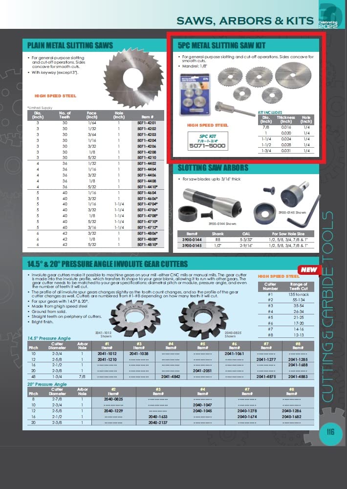 [Australia - AusPower] - HHIP 5071-5000 6 Piece High Speed Steel Slitting Saw Set 