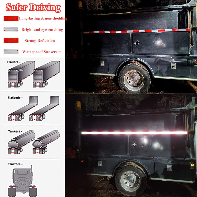 Reflective Tape 2" X 150 Feet Red/White High Intensity Safety Caution Warning Grade Self-Adhesive Waterproof Conspicuous Trailer Reflector - for Cars,Trucks,Trailers,Boats,Signs,Helmet,Mailbox