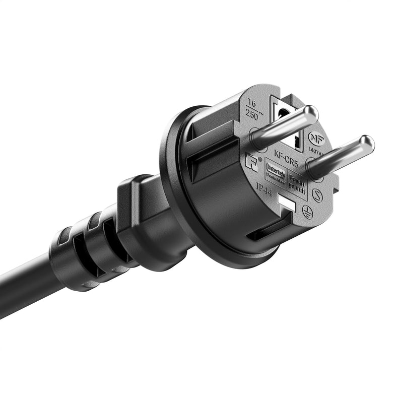 deleyCON 2 m Outdoor Extension Cable IP44 3G 1.5 mm² 2 x Socket - Black | H07RN-F, power cable extension, weather-resistant rubber cable for outdoor use, earthing contact plug to 2x socket
