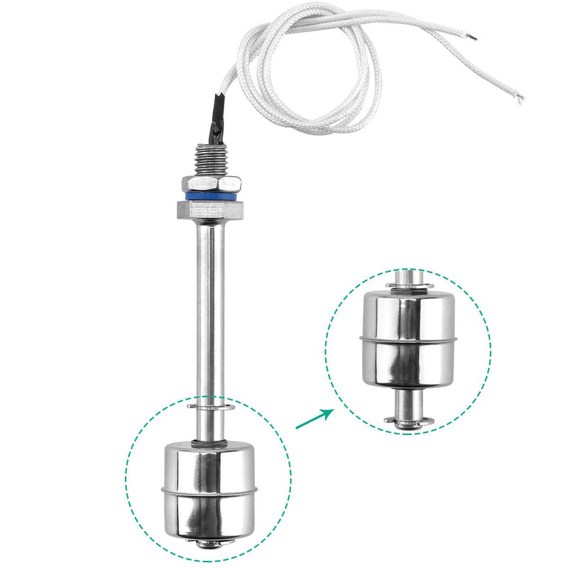 [Australia - AusPower] - Elecall 4"Float Switch Stainless Steel Tank Water Level Sensor 110V ES10010 Wire Length 12inch ES10010 1 Floater 
