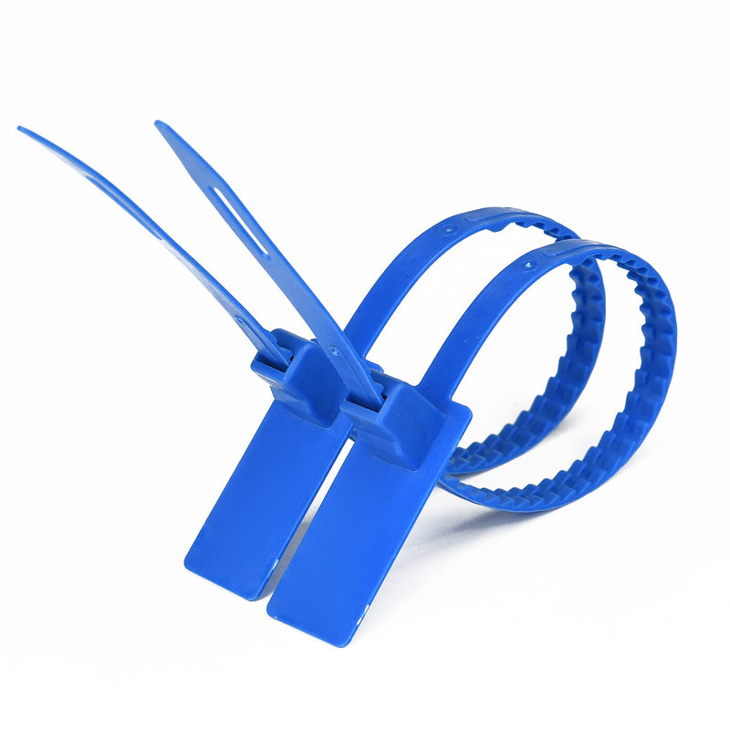 Heavy Duty Plastic Security Seal - Self Locking, Tamper Evident, Truck Trailer Seals (337 mm, Blue, 100 PCS)