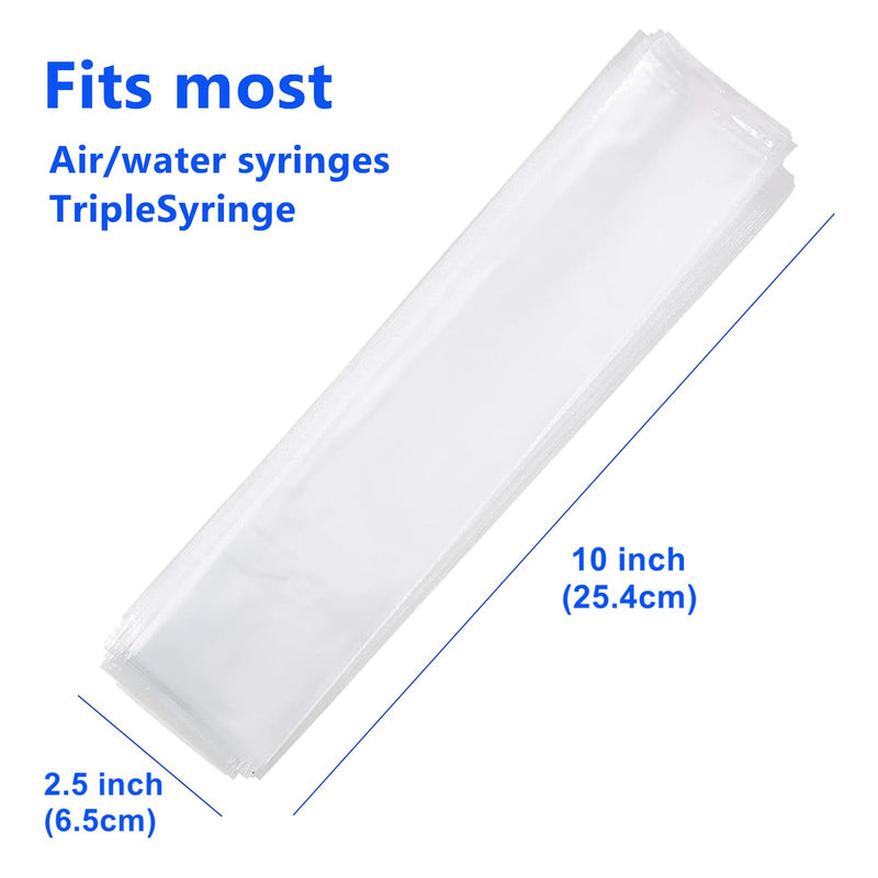 [Australia - AusPower] - JMU Dental Air Water Syringe Sleeves with Precut Opening, Disposable Clear Plastic Protective Barrier, 2.5" x 10", Box of 500 Pieces 