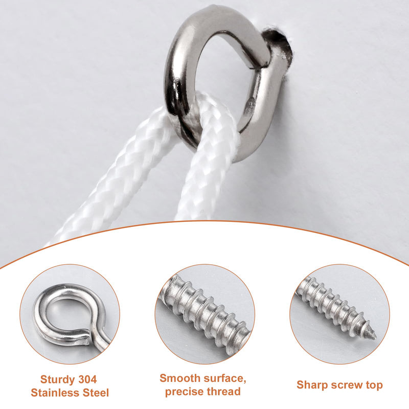 [Australia - AusPower] - 250 Pcs Eye Hook Screws, 304 Stainless Steel Screw Eyes 0.75"-1.75" 9 Size Eyelet Screw Heavy Duty Self Tapping Screws for Wood Picture Frame 
