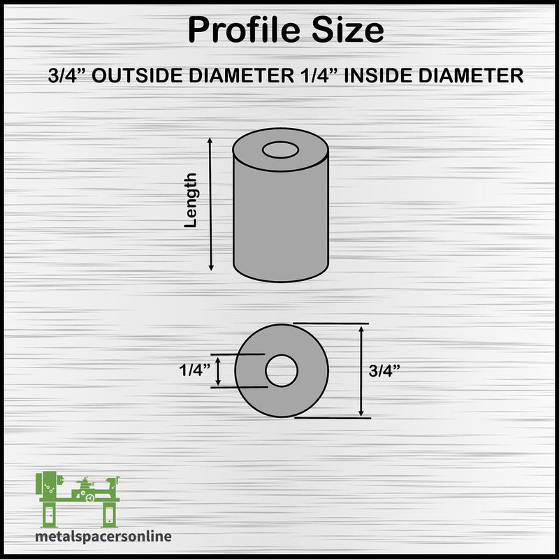 [Australia - AusPower] - Aluminum Spacer 3/4" OD x 1/4" ID x Choose Your Length, Round Spacer Unthreaded Standoff Bushing Plain Finish, Fits screws bolts 1/4" or M6 by Metal Spacers Online (1" Length, 10 Pack) 1" Length 