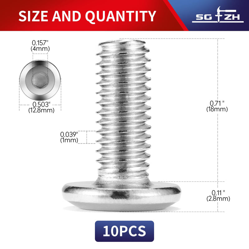 [Australia - AusPower] - M6 x 18mm 10Pcs Flat Head Hex Socket Cap Screws Bolts, 304 Stainless Steel 18-8, Full Thread by SG TZH (with Hex Spanner) 10 M6 x 18mm 