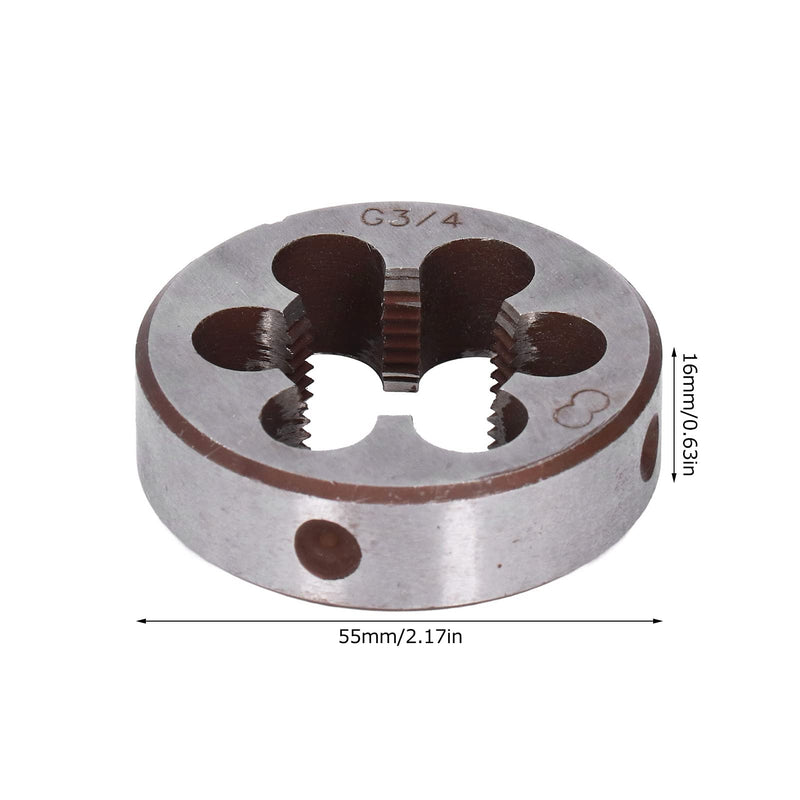 3/4 Pipe Cutter, Round Thread Cutter, Alloy Steel, 55 mm Diameter, 6 Holes for Removing Spnen for Hand Taps, High Precision Thread Cutting Dies