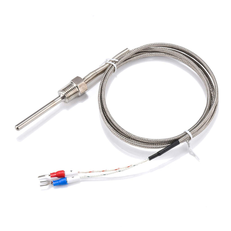 [Australia - AusPower] - Waterproof K Type Grounded Thermocouple - Jaybva Temperature Sensor Probe for PID Temperature Controller Two Wire Stainless Steel NPT 1/4 inch Pipe Thread 0~500? with 2m Insulation Lead Shield Wire 1/4" K Type 