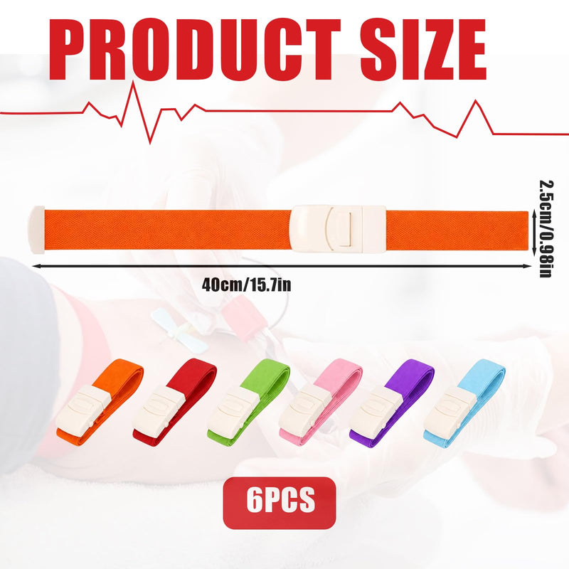 Tourniquet Set of 6 Blood Removal Tubes 40 x 2.5 cm | Vein congestion for medical first aid and outdoor activities, nylon material
