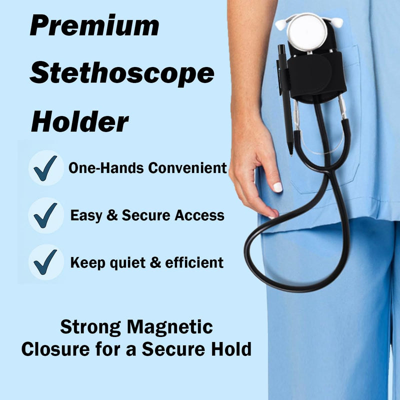 [Australia - AusPower] - Magnetic Stethoscope Holder Clip Secure Hands-Free Pu Leather Lightweight Portable Holster for Physicians, Nurses, EMT, Students. Compatible for 3M Littmann & Most Stethoscope (PenLIght-Holder) PenLIght-Holder 