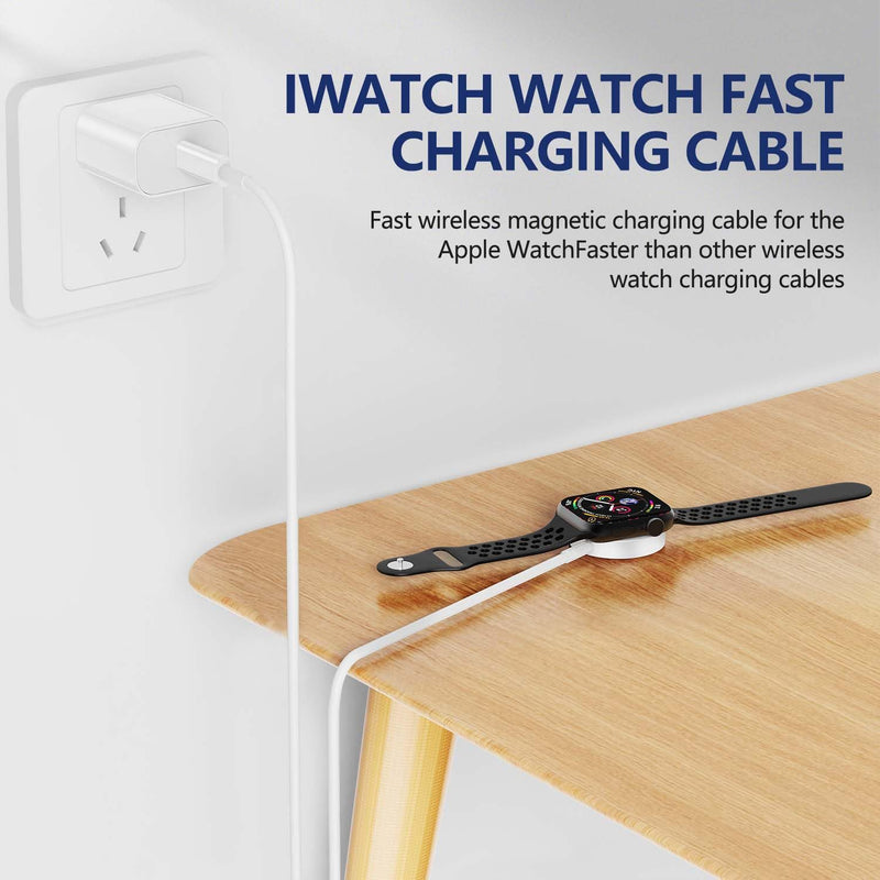 [Australia - AusPower] - 5W Fast Charger for Apple Watch Chargers with 20w Charger Block,USB C Magnetic for i-Watch Fast Charging Cable for Watch Series SE/8/7/6/5/4/3/2/1 Includes 38mm 40mm 42mm 44mm 45mm Size 3FT White-3in1 