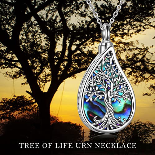 URONE Urn Necklace for Ashes 925 Sterling Silver Cremation Pendant That Holds Ash Memorial Jewellery Gifts for Loved Ones Tree of Life-A
