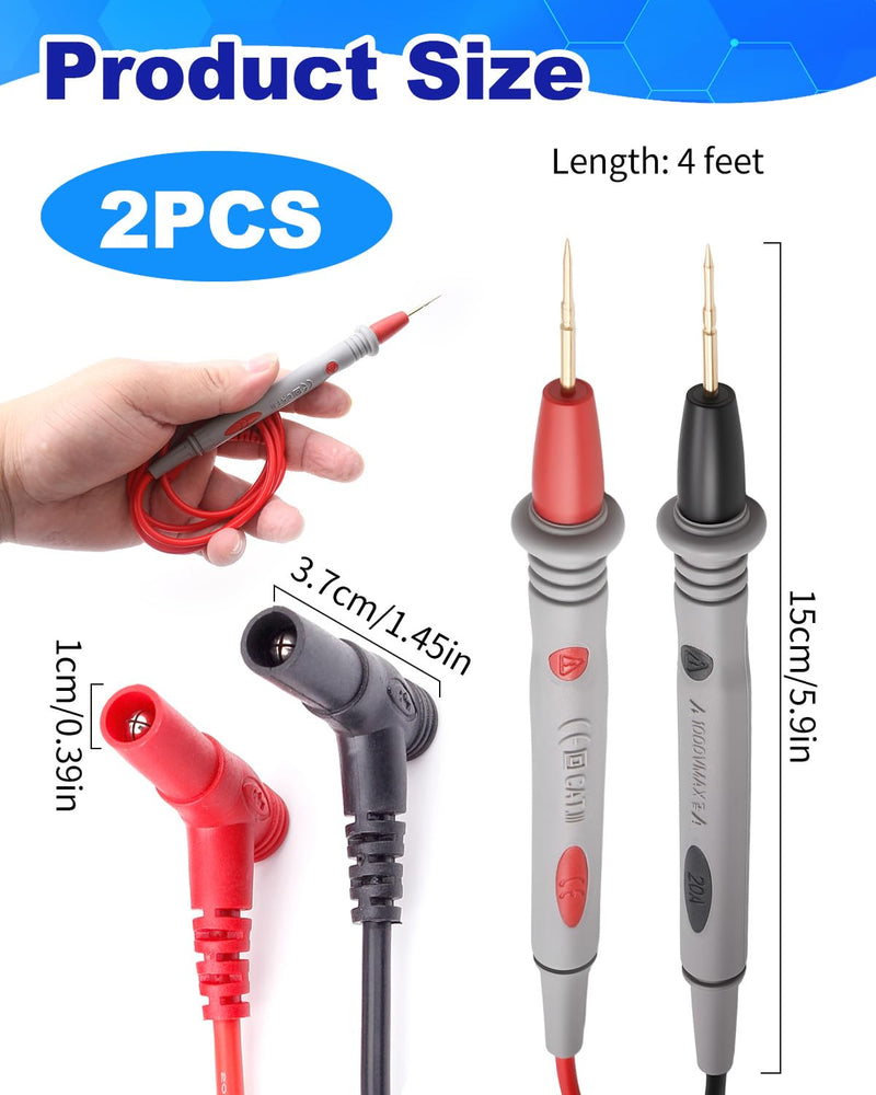 [Australia - AusPower] - Multimeter Test Leads 1000V 20A Gold-Plated Test Probe Lead, 40 inch Multi Meter Leads for Volt Clamp Meter Electrical Testing Tools (2PCS) 