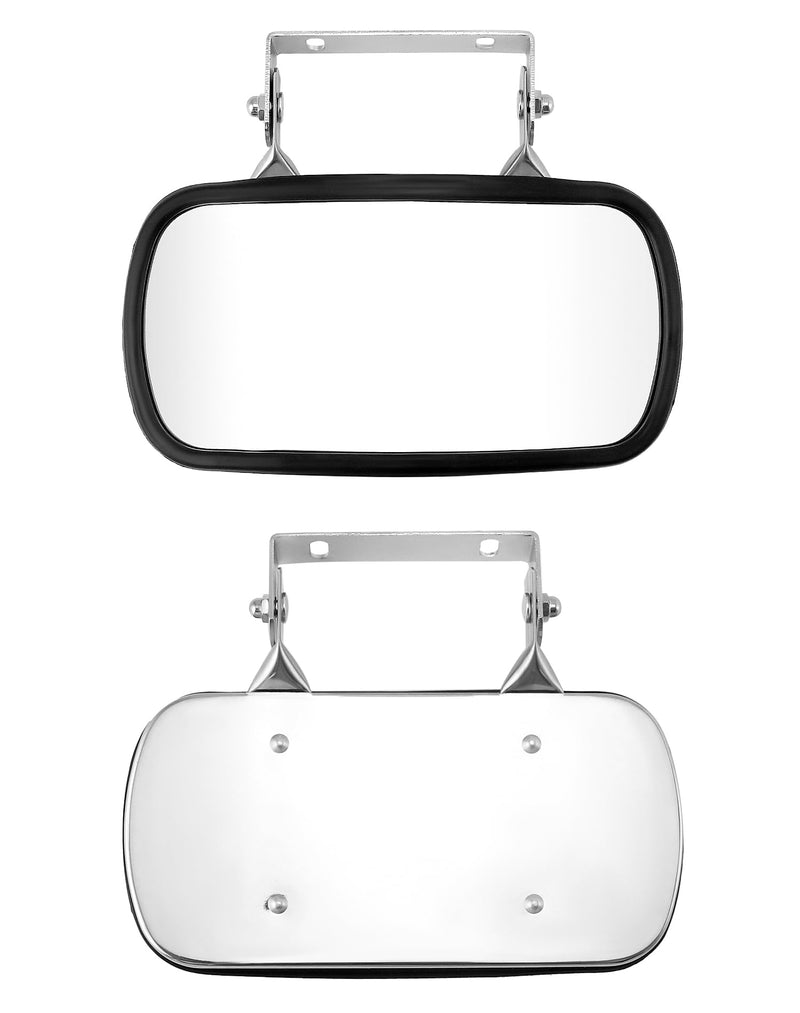 [Australia - AusPower] - QWORK Stainless Steel Convex Mirror, Over Door Rectangular U-Bracket Rearview Mirror for Tractors, Forklifts, Trucks 1 Pack 