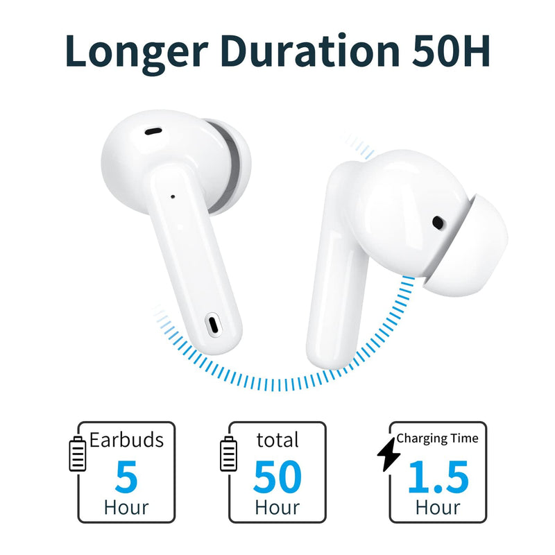 [Australia - AusPower] - A40 Pro Wireless Earbuds, 50Hrs Playtime Bluetooth Earbuds Built in Noise Cancellation Mic with Charging Case, Bluetooth Headphones with Stereo Sound, IPX7 Waterproof Ear Buds for iPhone 