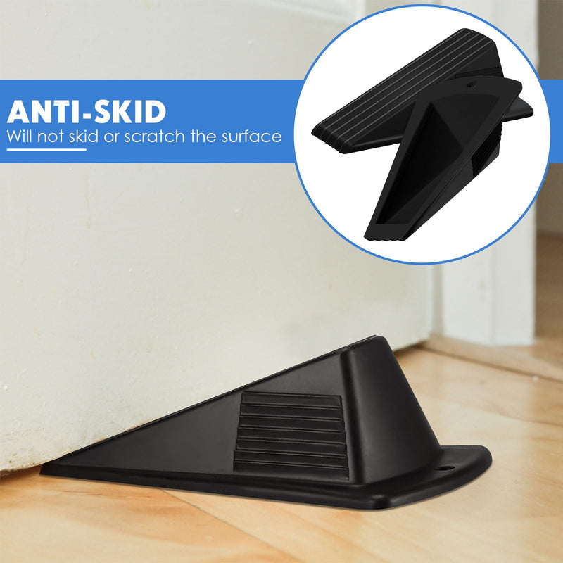 [Australia - AusPower] - 4 Pcs Jumbo Door Stoppers for Floor Heavy Duty Stackable Door Stop TPR Large Door Wedge 2 Inch Rubber Door Stopper Wedge for Hotel Carpet Door Hardwood Concrete and Tile (Black) 4 Black 