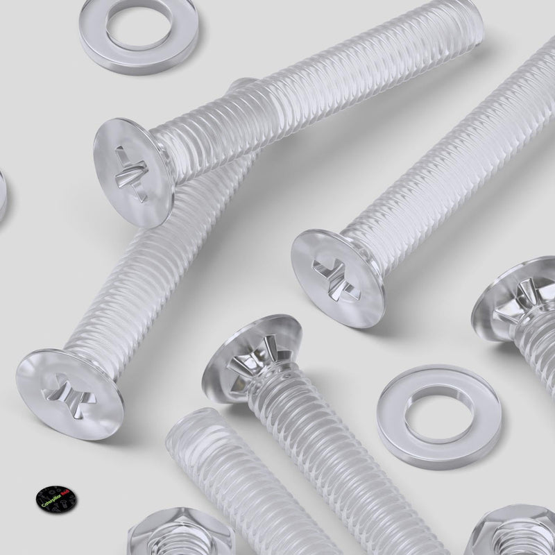 [Australia - AusPower] - 60 x Crosshead Countersunk Screw Nuts and bolts, Transparent Clear Plastic Acrylic, M6 x 40mm - Acrylic Plastic Screws, (15/64 x 1-37/64 in) 