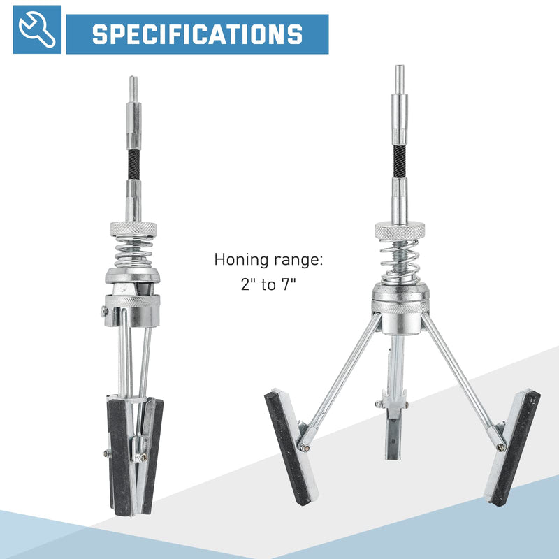 [Australia - AusPower] - ATPEAM Engine Cylinder Hone Tool Adjustable Deglazer Set for Grinding Holes from 2" to 7" Diameter with Extra 3-Piece 3" Long Stones 220 Grit 