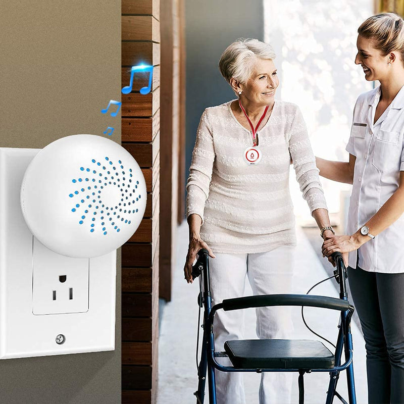 [Australia - AusPower] - SINGCALL Wireless Caregiver Pager Smart Call System 1 SOS Call Buttons/Transmitters 1 Plugin Receiver Nurse Calling Alert Patient Help System for Home Personal Attention 