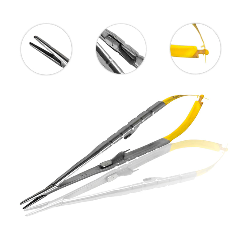 [Australia - AusPower] - Cynamed TC Castroviejo Micro Needle/Suture Holder Driver with Tungsten Carbide Inserts and Gold Ends - Premium Grade Instrument (5.5 in. Straight Jaws) 5.5 in. Straight Jaws 