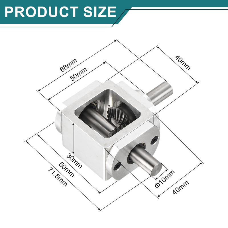 [Australia - AusPower] - uxcell Gear Box 90 Degree Right Angle Bevel Gearbox 1:1 Single Output Shaft 1 Module 20 Teeth Bevel Gear Aluminum Frame Simple Mechanical DIY Module 10mm Shaft,68x71.5x30mm(LxWxH) 