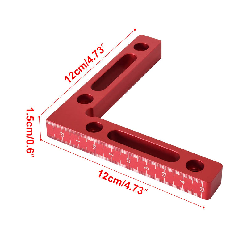 Mocoum Aluminium Alloy 90 Degree Positioning Squares 4.7" x 4.7"(12x12cm) Right Angle Clamps Woodworking Carpenter Tool Corner Clamping Square for Picture Frame Box Cabinets Drawers (Red, 4pcs) Red, 4pcs