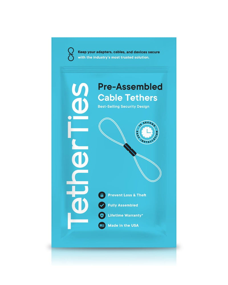 [Australia - AusPower] - Heavy Duty Cable Lock: A Tamper-Resistant, Pre-Assembled Stainless Cable Tether Kit for Computers, Adapters & Dongles - Includes a Free Crimping Tool for Easy Installation (Black, 5 Pack) 5 Pack Heavy Duty TetherTies Black 