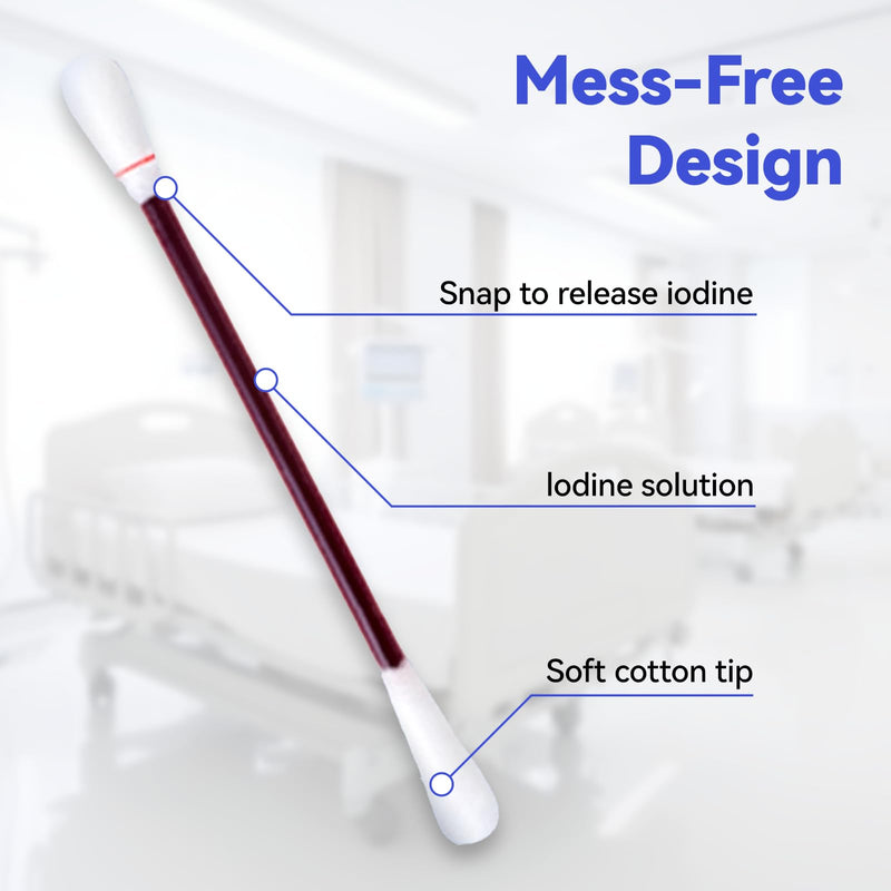 [Australia - AusPower] - First Aid Cotton Swabs with Povidone Iodine (50 Swabs) - Portable Skin Care, Includes Reusable PP Case | Travel, Home & Outdoor Use | Gentle for Adults & Kids 50 PCS 