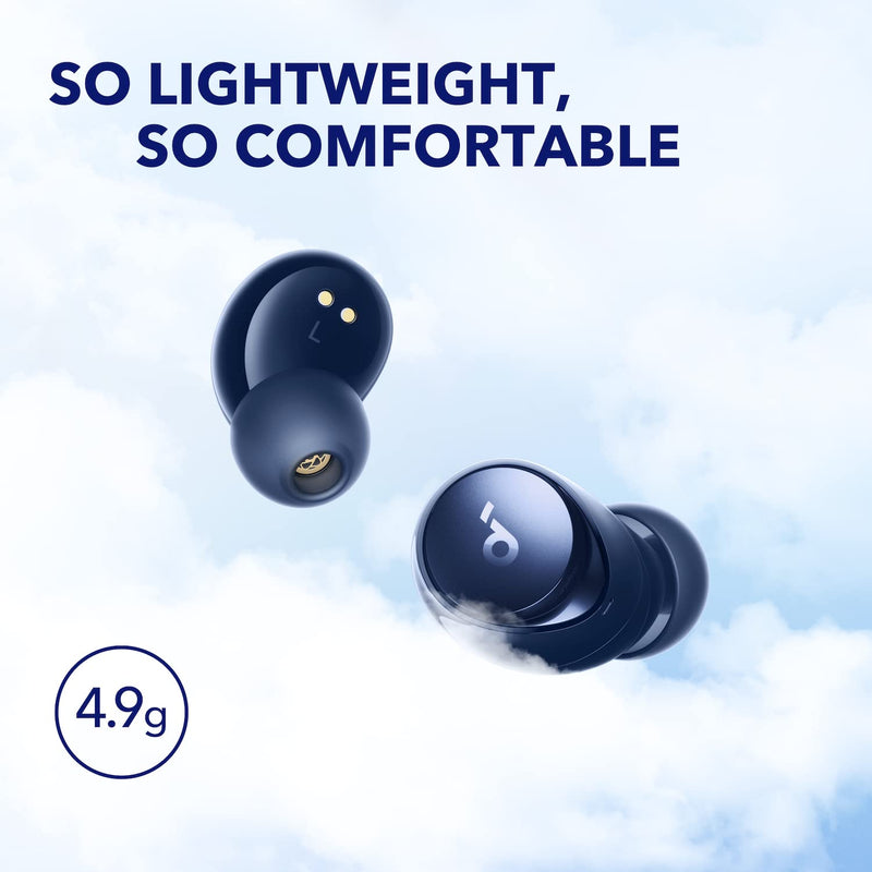 [Australia - AusPower] - Soundcore by Anker Space A40 Auto-Adjustable Active Noise Cancelling Wireless Earbuds, Reduce Noise by Up to 98%, 50H Playtime, Comfortable Fit, App Customization, Wireless Charge (Blue) Blue 