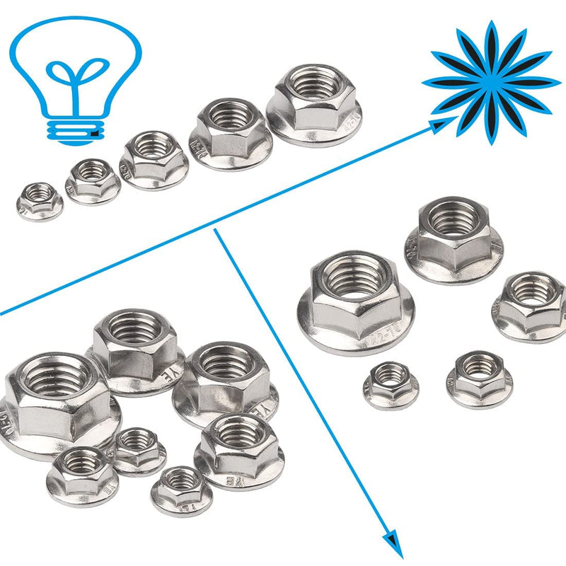 [Australia - AusPower] - M8 x 1.25mm Serrated Flange Hex Lock Nuts, Hincell 75pcs 304 Stainless Steel Serrated Metric Hex Flange LockNuts,Bright Finish Hex Lock Nut M8(75pcs) 