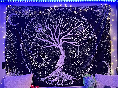 Spenlife Tree of Life Tapestry Black and White Tapestry for Bedroom Spiritual Aesthetic Tree Tapestries Aesthetic Tapestries Wall Hanging for Bedroom Black 60×80 Inches 80"L x 60"W Black Gold