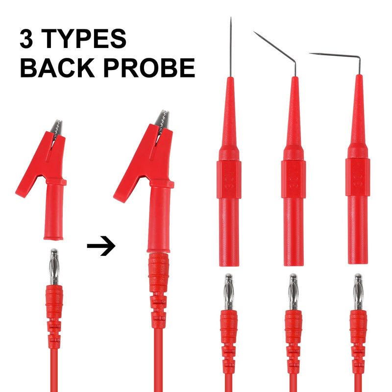 [Australia - AusPower] - 24pcs Back Probe Kit, Banana Plug to Copper Alligator Clips Automotive Test Leads Set, Back Probe Pins Extended Length Probes for Multimeter, Circuit Diagnosis & Automotive Testing 