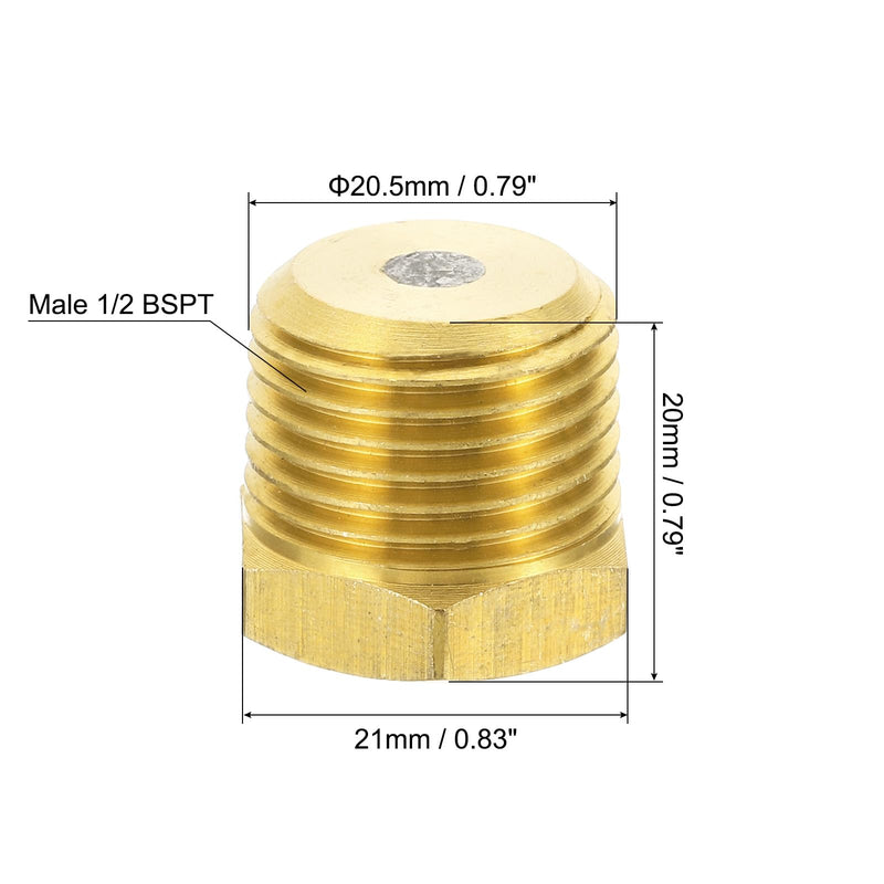[Australia - AusPower] - PATIKIL 1/2" BSPT Brass Fuse Plug, 2 Pack Brass Fusible Melt Plug 265 Celsius Degree for HVAC Refrigeration System, Brass Tone 