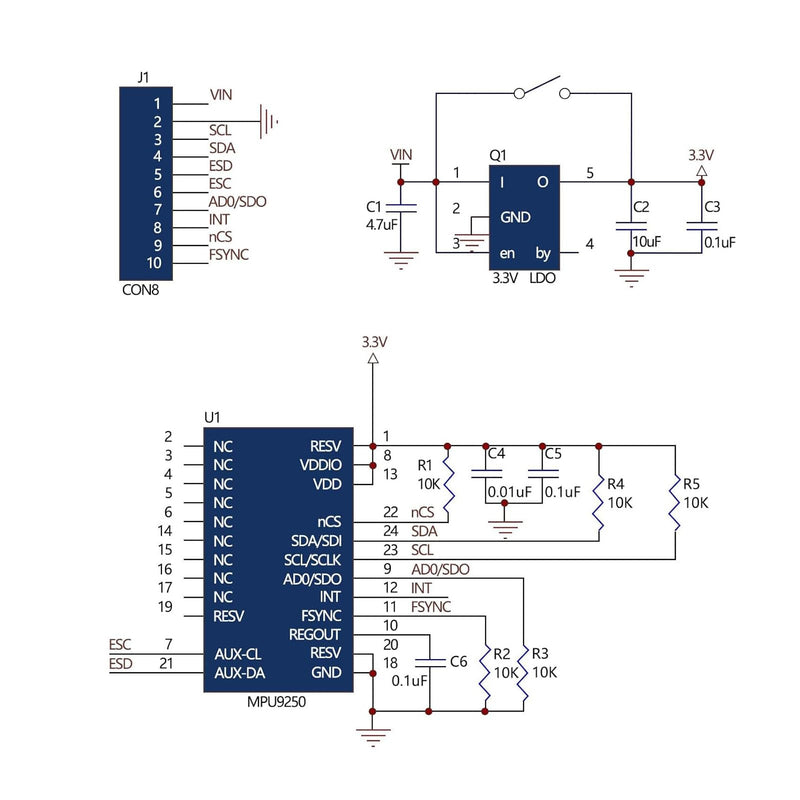 [Australia - AusPower] - MPU9250 GY-9250 9-Axis 9 DOF 16 Bit Gyroscope Acceleration Magnetic Sensor Pre-Soldered 9-Axis Attitude +Gyro+Accelerator+Magnetometer Sensor Module IIC/SPI MPU9250/6500 for Raspberry Pi ESP32 