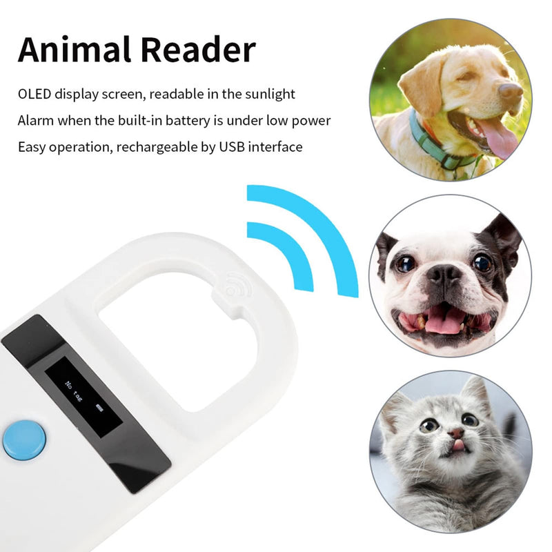 [Australia - AusPower] - Dog Microchip Reader, Pet Microchip Scanner with OLED Display Screen, Pet Chip ID Scanner Supports FDX-B (ISO11784/11785) and EMID Microchips, for Animal Management 
