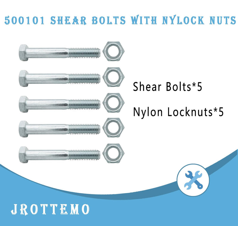 [Australia - AusPower] - 500101 Shear Bolts with Nylock Nuts Compatible with Rotary Cutters Grade 5 1/2" x 3-1/2" 5 Pack 