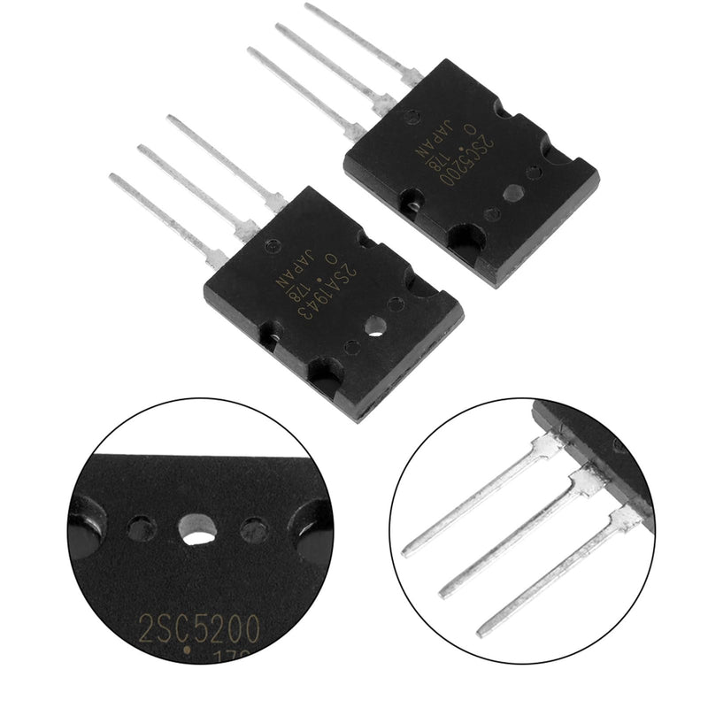 [Australia - AusPower] - Eujgoov Pack of 10 Black High Power Matched, 2SC5200 Transistor 1943 Audio Transistor Power Amplifier Transistor 2SA1943+2SC5200 