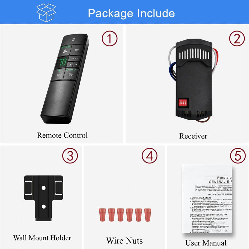 [Australia - AusPower] - Hampton Bay Ceiling Fan Thermostatic Remote Control Kit with Wall Holder for Hunter Home Decorators Harbor Breeze，3-Speed Light Dimmer Timer Replacement for HD3 TR222A 98108 98130 98101 98131 
