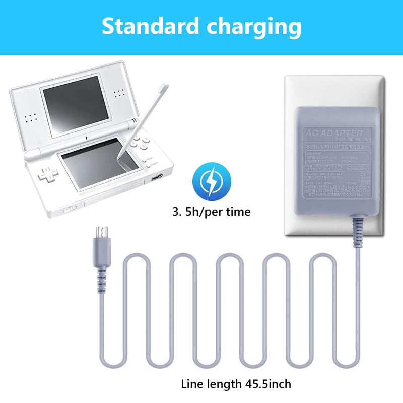 [Australia - AusPower] - DS Lite Charger Replacement for Nintendo DS Lite, AC Adapter Wall Plug Compatible with NDSL Charger (100-240v) 