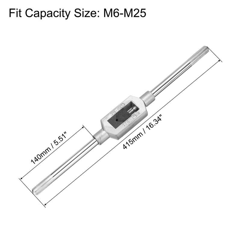 uxcell Adjustable Tap Wrench Handle, for Metric M6-M25 W1/4-1 Taps, Thread Tap Holder Reamer Hand Tapping Tool for Machinist Repair, Medium Carbon Steel Handle with Nickel Plated