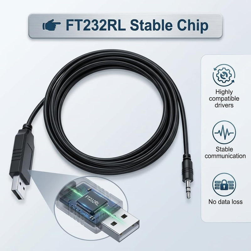USB to 2.5mm Audio Jack RS485 Cable 1.8m for Brooks MFC Flow Meter PC Communication