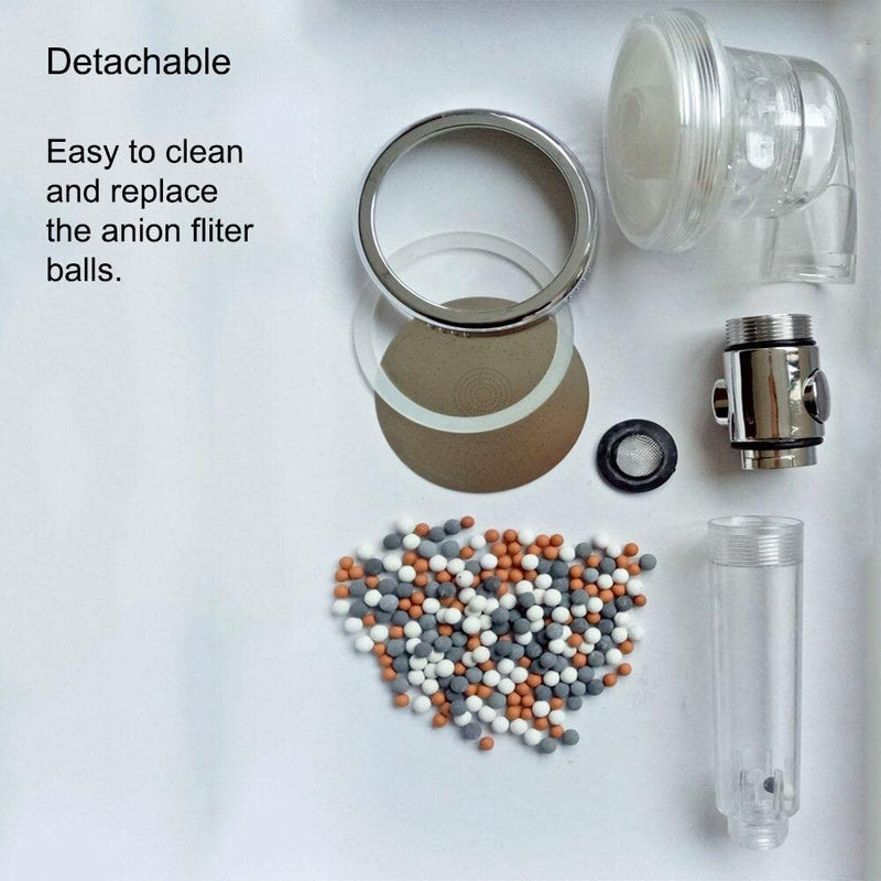 MineralStream Ionic Shower Head 2.0 | High Pressure Water Saving Showerhead with Filter Beads | Eco Water Spa Shower Heads for Hair & Skin Health