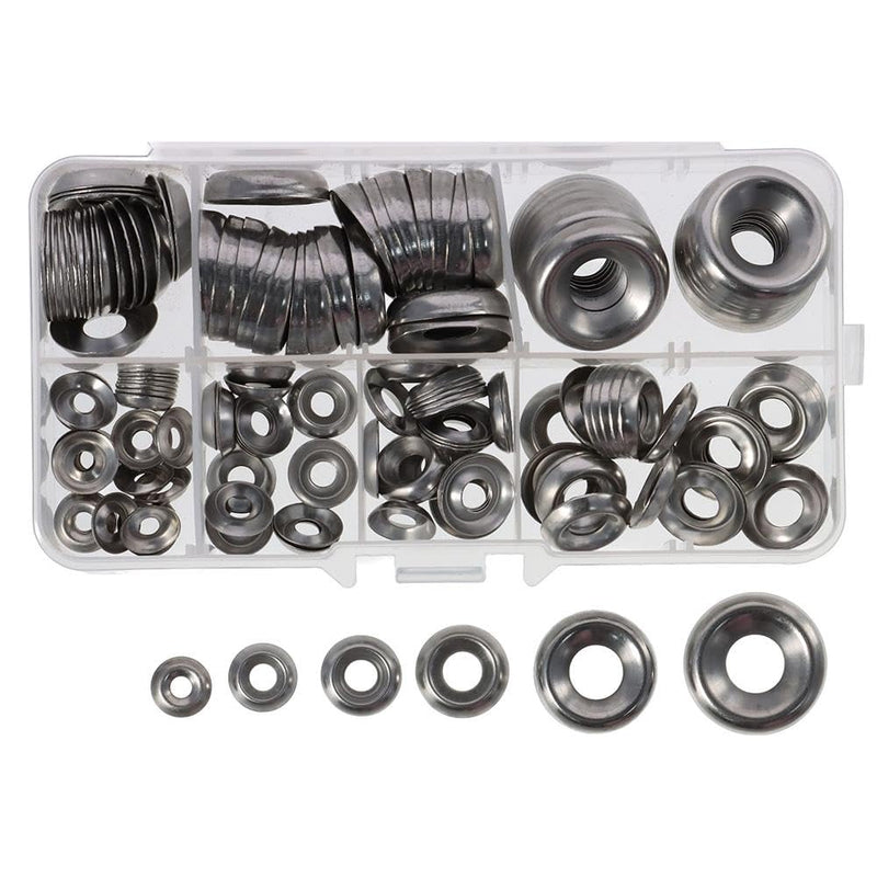 [Australia - AusPower] - FEIYING 170Pcs 304 Stainless Steel Finishing Cup Countersunk Washers Assortment Kit,4#/6#/8#/10#/12#/14#/16# Silver Finishing Cup Washer 