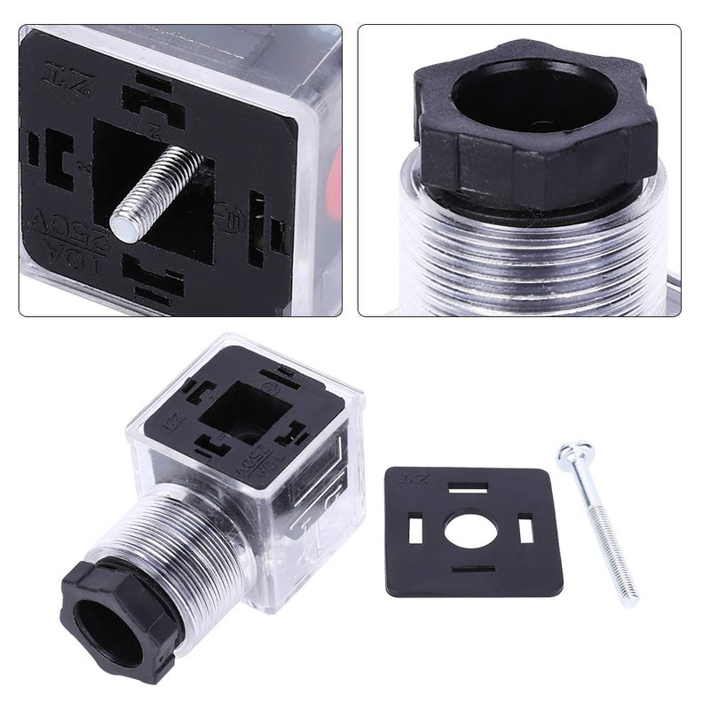 Yctze Universal Hydraulic Solenoid Valve Connector with Light Transparent AC 220 V Pack of 5 for Solenoid Valve AC 110 V and Hirschmann Plug