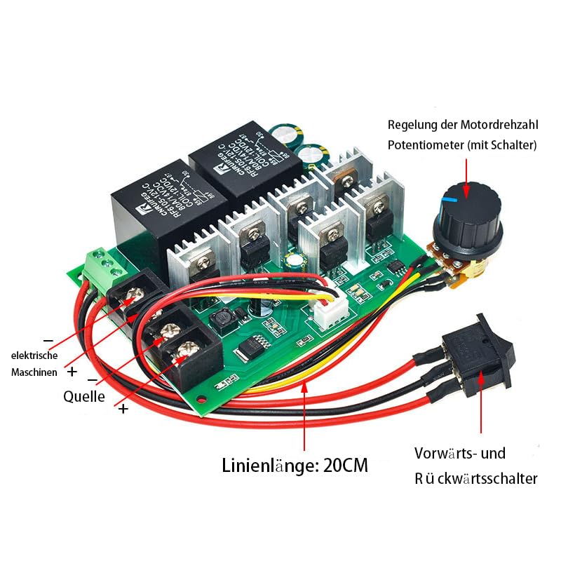 Gerui DC 9-50V 40A Motor Controller, DC Motor Speed Control | Reversible Controller 12V 24V 36V 48V 2000W Power Reversible